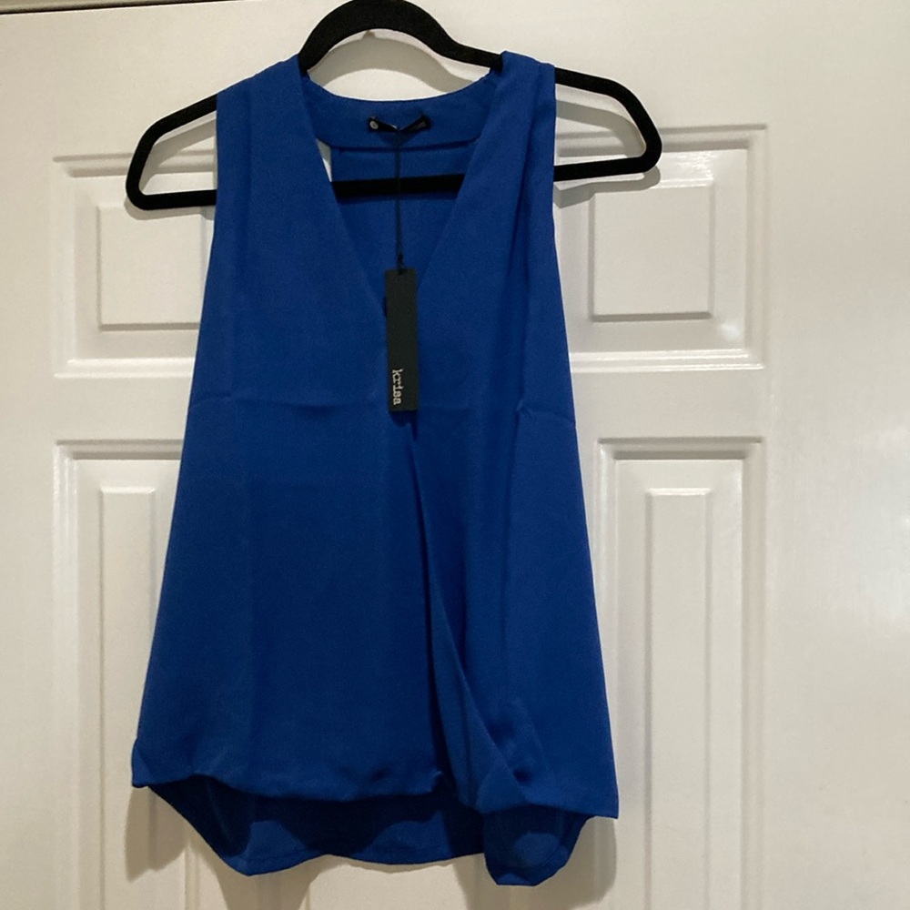 Krisa Blue faux wrap Sleeveless Top